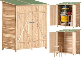 Outsunny Șopron pentru unelte, șopron pentru scule cu masă laterală, lemn de brad, 140 x 75 x 157 cm | Aosom Romania