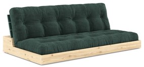 Canapea verde-închis extensibilă cu tapițerie din catifea reiată 196 cm Base – Karup Design