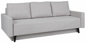 Canapea extensibilă Providence D128 Cutie de pat, Negru lucios, Gri, 86x215x95cm, 101 kg, Picioare: Plastic