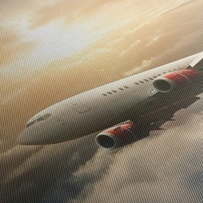 Tablou - Avion în nori (cu ceas) (90x30 cm)