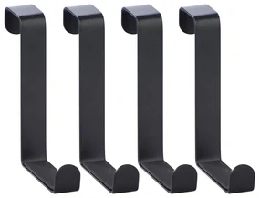 Set 4 carlige pentru uși, Negru, 7,6x6x1,2 cm, WENKO