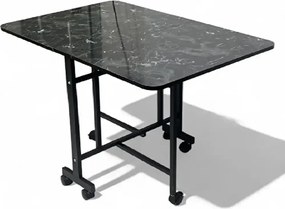 Masa Bucatarie pliabila cu roti Homs negru marmorat 120 x 80 x 74 cm