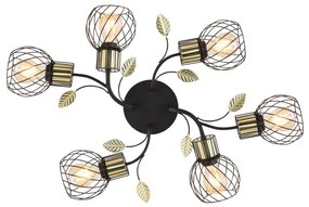 Plafoniera cu 6 spoturi design modern Lally negru, alama