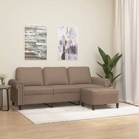 Canapea cu 3 locuri   taburet cappuccino 180 cm piele ecologica Cappuccino, 212 x 77 x 80 cm