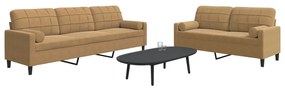 vidaXL Set de canapele cu perne/rulouri, 2 piese, maro, catifea