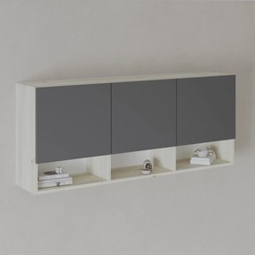 Dulap suspendat Malmo, 3 Usi, Stejar Alb/Antracit, 144 x 27 x 60 cm