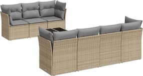 vidaXL Set canapele de grădină, 8 piese, cu perne, bej, poliratan