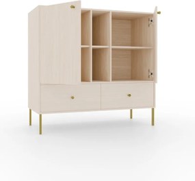 Comodă cu doua usi si doua sertare, 100x41x95cm, Tili System, ADRK Furniture (Culoare: Eucalipt / Eucalipt)