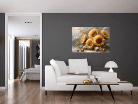 Tablou - Pictură cu floarea-soarelui (90x60 cm)