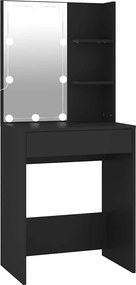 vidaXL Masă de toaletă cu LED, negru, 60x40x140 cm