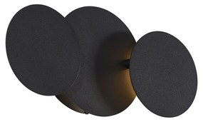Lampă de perete modernă neagră, incl. LED, cu 3 trepte de intensitate și 3 lumini - Sunrise