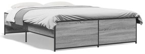 3279895 vidaXL Cadru de pat, gri sonoma, 120x200 cm, lemn prelucrat și metal