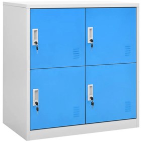 Dulap vestiar, gri deschis si albastru, 90x45x92,5 cm, otel 1, light grey and blue, cu 4 dulapuri, 1