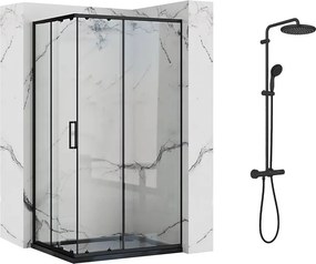 Pachet cabina de dus Rea Punto negru 80x100 cm si coloana de dus Grohe Vitalio Start negru