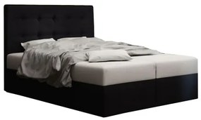 Pat matrimonial Boxspring 140 cm Duel 1 (negru) ( cu saltea și sp. depozitare). 1046425