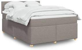 vidaXL Pat continental cu saltea gri taupe 140x200 cm material textil
