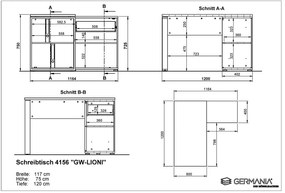 Birou cu aspect de stejar 120x117 cm Lioni - Germania