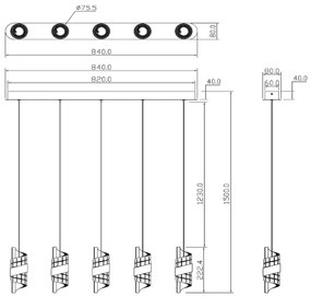 Lustră LED dimabilă pe cablu Lucide 13496/35/30 KLIGANDE 5xLED/7,8W/230V