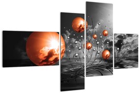 Tablou abstract - sfere portocalii (110x70cm)