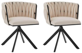 Set de 2 scaune pivotante din catifea, Fildeș | Aosom Romania