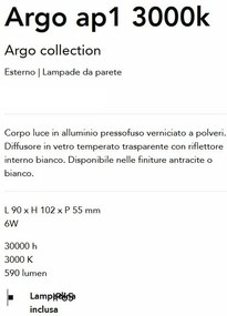 Aplica LED de perete exterior ambientala Ip65 Argo ap1 3000k antracit