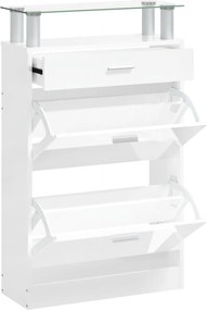 vidaXL Pantofar, alb extralucios, 63x24x104 cm, lemn prelucrat