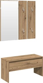 vidaXL Set de mobilier pentru hol din lemn de stejar artizanal
