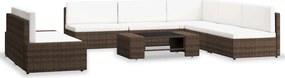 vidaXL Set mobilier de grădină, 7 piese, maro, poliratan