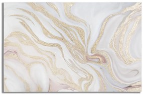 Tablou alb / auriu din lemn de pin si panza, 120 x 3,8 x 80 cm, Sofly Mauro Ferreti