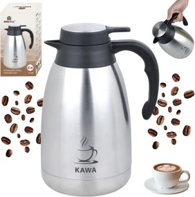 Termos de cafea pentru conferințe Kinghoff KH 2094, 2 l, pereți dubli, corp din oțel inoxidabil, inox/negru
