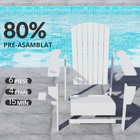 Outsunny Scaun de Gradina Adirondack din Lemn Alb 97x72.5x93cm