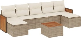 vidaXL Set canapele de grădină, 8 piese, cu perne, bej, poliratan