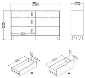 Comodă albă-în culoare naturală cu aspect de lemn de stejar 156x92x40 cm Ikast – Tvilum