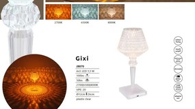 Lampa de masa cu baterii, plastic transparent cu efect de cristal Gixi alb