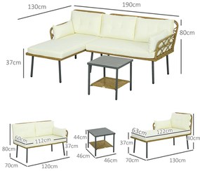 Outsunny Set de Mobilier de Terasa din 3 Piese cu Canapea Sofa | Aosom Romania