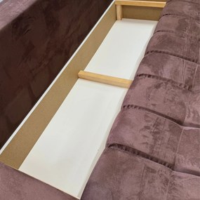 Canapea ZARA extensibila, 3 locuri, cu lada de depozitare, stofa suede maro si bej , 220x95x80 Maro + Bej, Stofa Suede