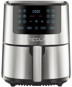 Friteuza cu aer cald Tesla AF501BX, 1300W, 5 l, 12 programe, Acoperire antiaderenta, Ecran tactil, Inox