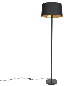 Lampă de podea inteligentă neagră cu abajur negru 45 cm inclusiv Wifi A60 - Simplo
