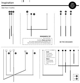 Lustra LED suspendata design liniar ELETTRA auriu, L-120cm