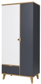 Dulap de haine Mimone SZ2D1SZ (Stejar auriu + Alb mat + grafit). 1051782