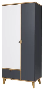 Dulap de haine Mimone SZ2D1SZ (Stejar auriu + Alb mat + grafit). 1051782