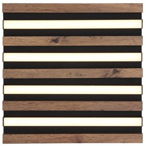 Plafoniera LED riflaj MDF cu efect de lemn HAYDEN 30x30cm