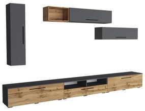 Living haaus Haga V20, Antracit/Stejar Wotan, L 360 cm