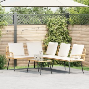 vidaXL Set canapea de grădină, 2 piese, cu perne natural, poliratan