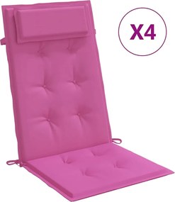 vidaXL Perne de scaun cu spătar înalt, 4 buc, roz, țesătură Oxford