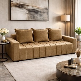 Canapea ZARA extensibila, 3 locuri, cu lada de depozitare, stofa bej auriu , 220x95x80 Bej Auriu, Stofa, 200 cm