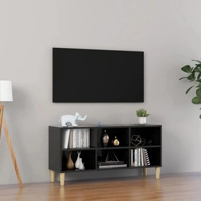 Comoda TV, picioare lemn masiv, negru extralucios, 103,5x30x50 cm 1, negru foarte lucios, 103.5 x 30 x 50 cm
