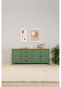 Comodă verde/în culoare naturală joasă din lemn masiv de pin 190x80 cm Miranda – Marckeric