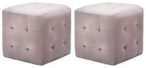 vidaXL Noptiere, 2 buc., roz, 30 x 30 x 30 cm, țesătură din catifea