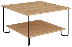 Măsuță de cafea în culoare naturală cu blat cu aspect de lemn de stejar 80x80 cm Tonka – Marckeric